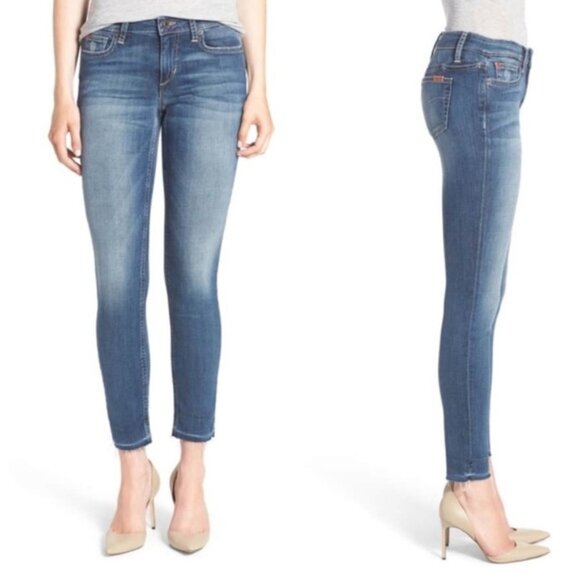 Anthropologie Joe's Jeans Skinny Jeans Icon Ankle Denim dark wash raw hem Sz 25 - Picture 1 of 16